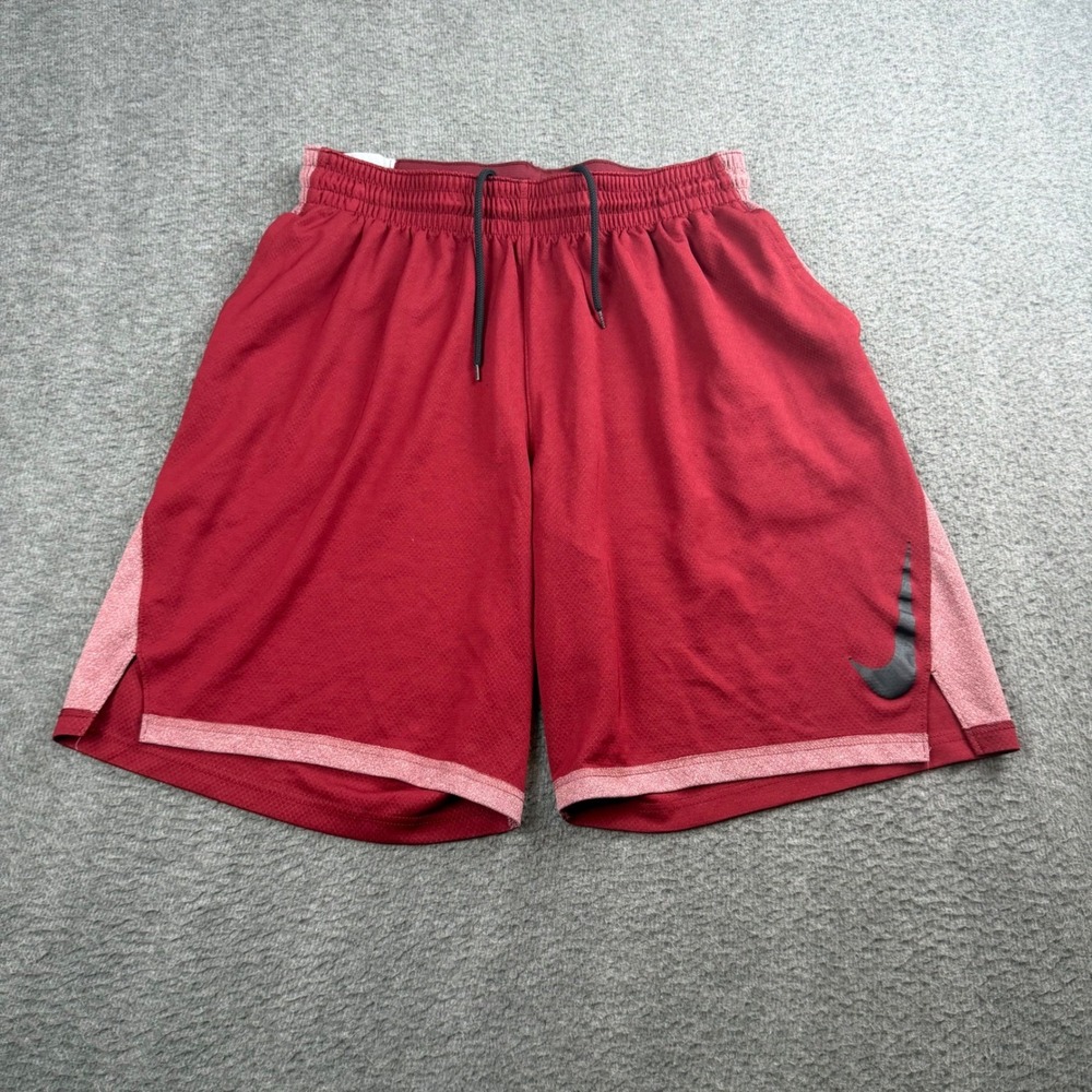 Nike Basketball Shorts Men's Large Red Dri-FIT Mesh Athletic Gym Training